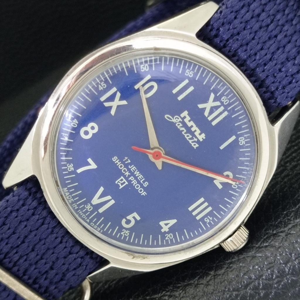 

HAND-WINDING VINTAGE HMT JANATA INDIAN MENS BLUE COLOR DIAL WATCH a700045-5 R201-a700045