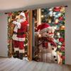 Set Of 2 Jit Festive Santa Snowman Printed Curtain Polyester Christmas Window Decor Home Curtai Curtains Light Blocking Made