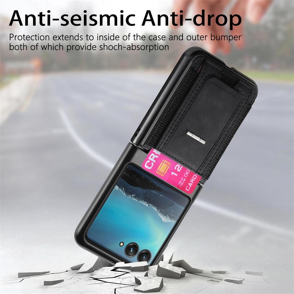 For Motorola Razr 40 Ultra 5G Case Kickstand Retro Leather Back Cover with Card Holder