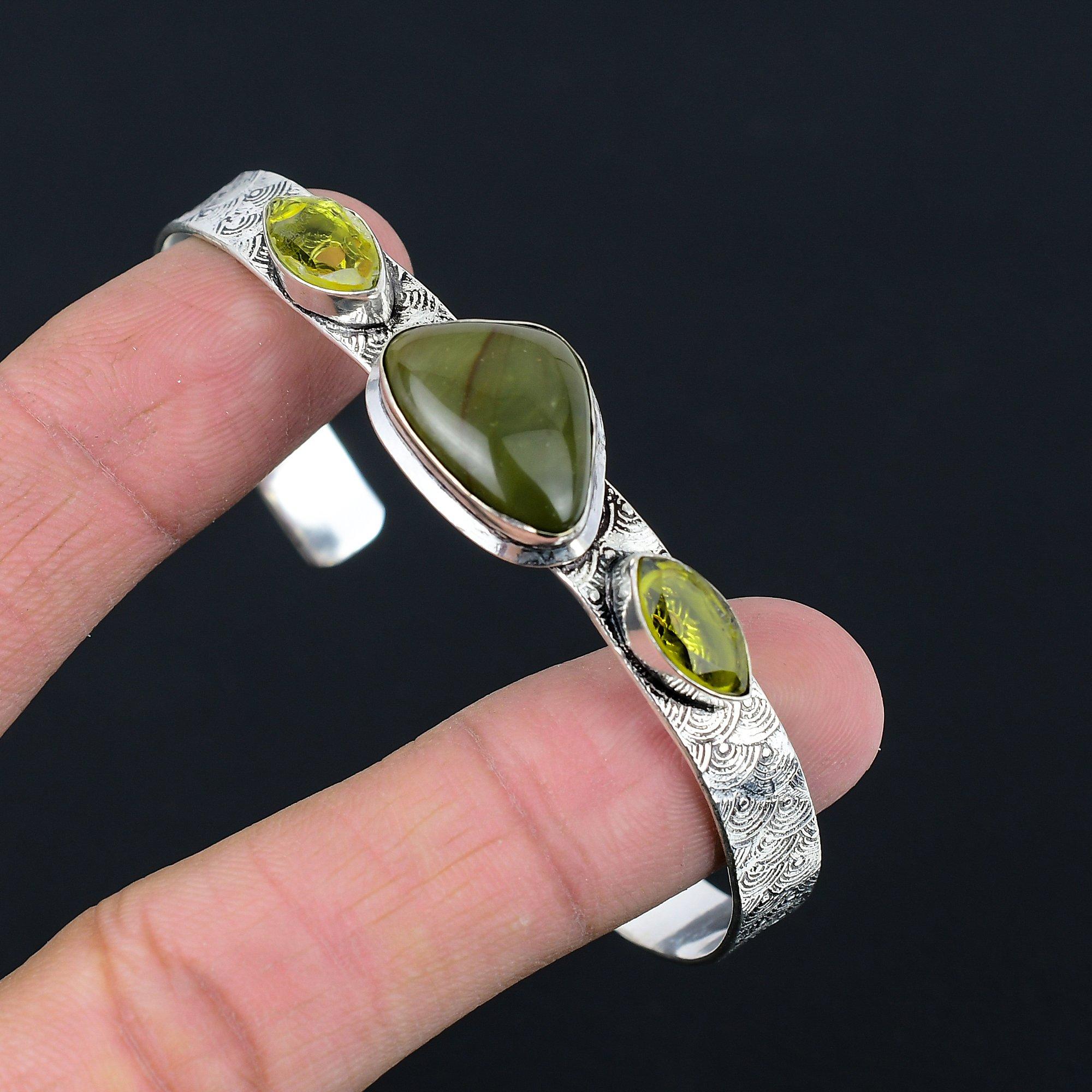 

Распродажа ко Дню дружбы Браслет для помолвки из полихромной яшмы и цитрина, серебро 925 пробы Adjustable