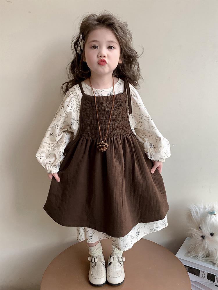 Frühling & Herbst 2025 Mädchen Blumen-Prinzessinnenkleid-Set