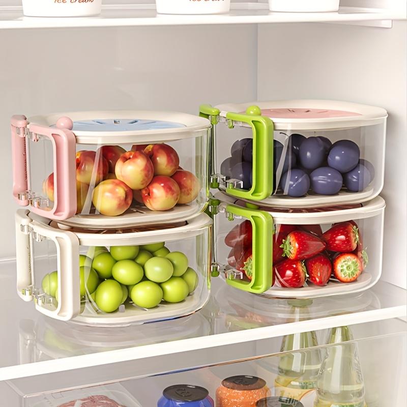 2-in-1 Double Layer Drain Basket, Fruit Drainer Container with Foldable Handle, Thickened Fruit Plate, Suitable for Kitchen