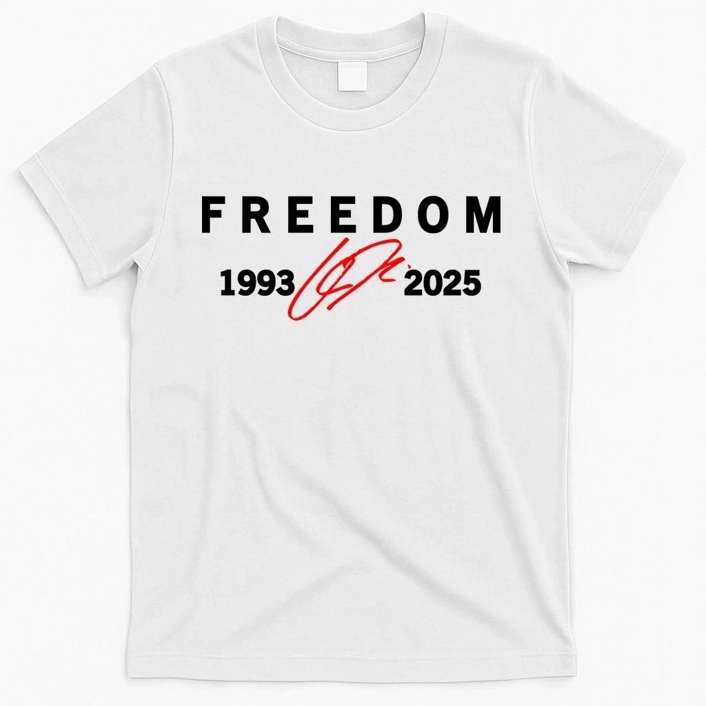 Wolność Charlie Kirk Czerwony Podpis 1993-2025 Hołd Wiara Chrześcijańska Koszulka