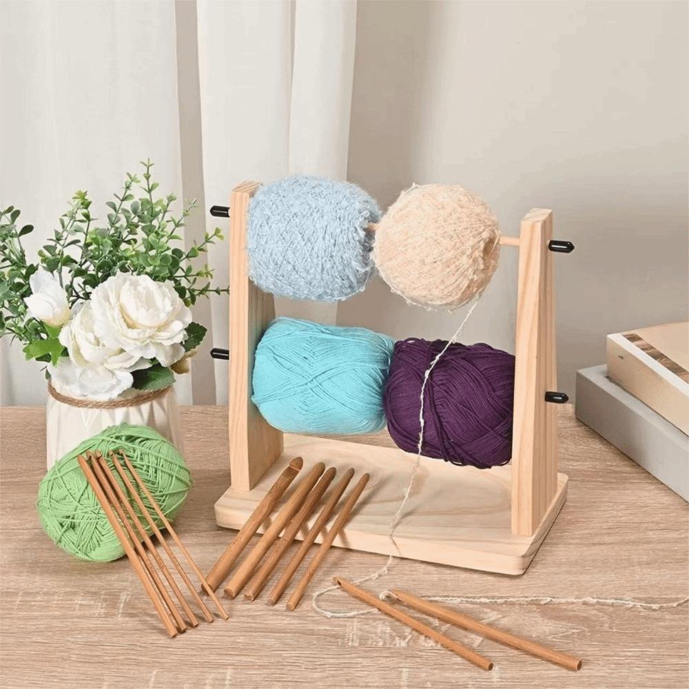Vertical Rotating Wool Storage Rack Manual Yarn Spool Organizer Yarn Winder Thread Holder  Sewing