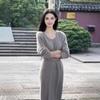 Design sweater dress women's autumn and winter new waist and thin temperament gray knitted long skirt