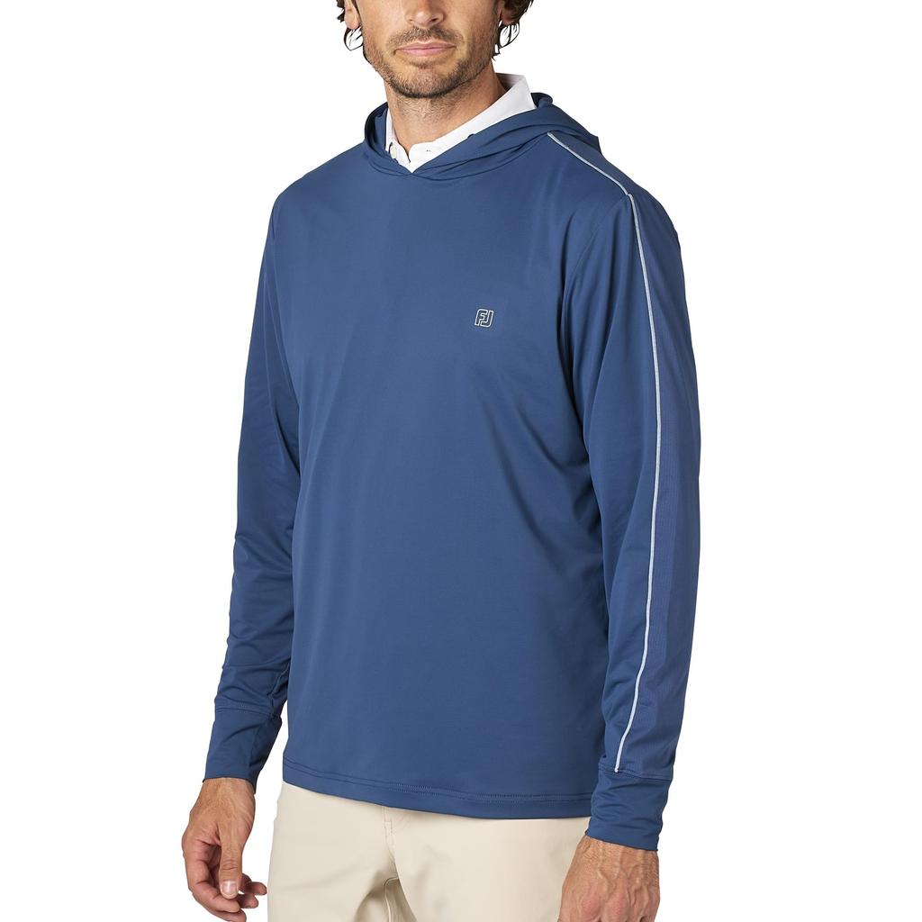 FootJoy Men's Lightweight Stretch Long Sleeve Golf Hoodie, Dark Denim, Size XL (FJ-S25-M12, 34581-XL)