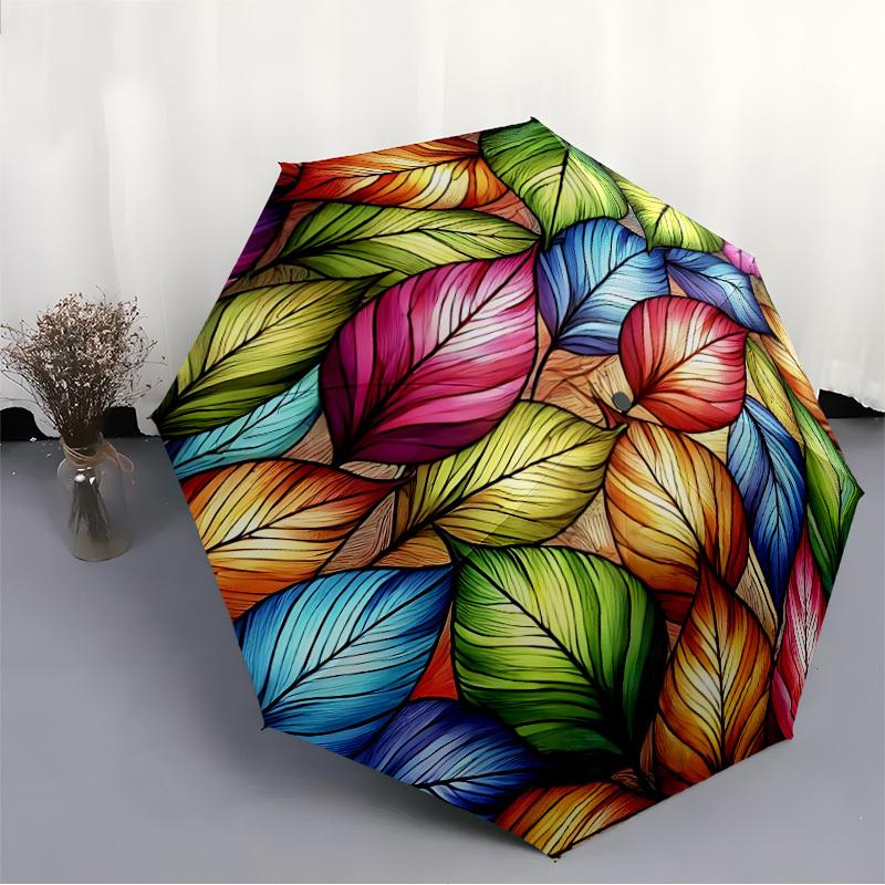 1pc Autumn Leaves Automatic Open/close Umbrella, 8-Rib sturdy structure, Auto Folding/Opening, Portable Travel Umbrella for Women,114
