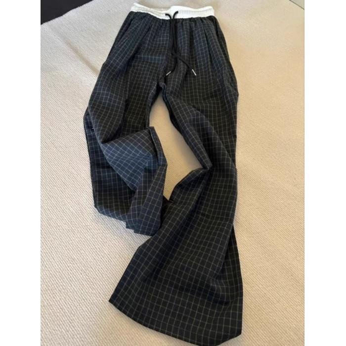 

Прочные женские брюки с широкими штанинами в американскую клетку - Весна 2025 Свободные, стройнящие спортивные брюки прямого кроя Small темно-синий