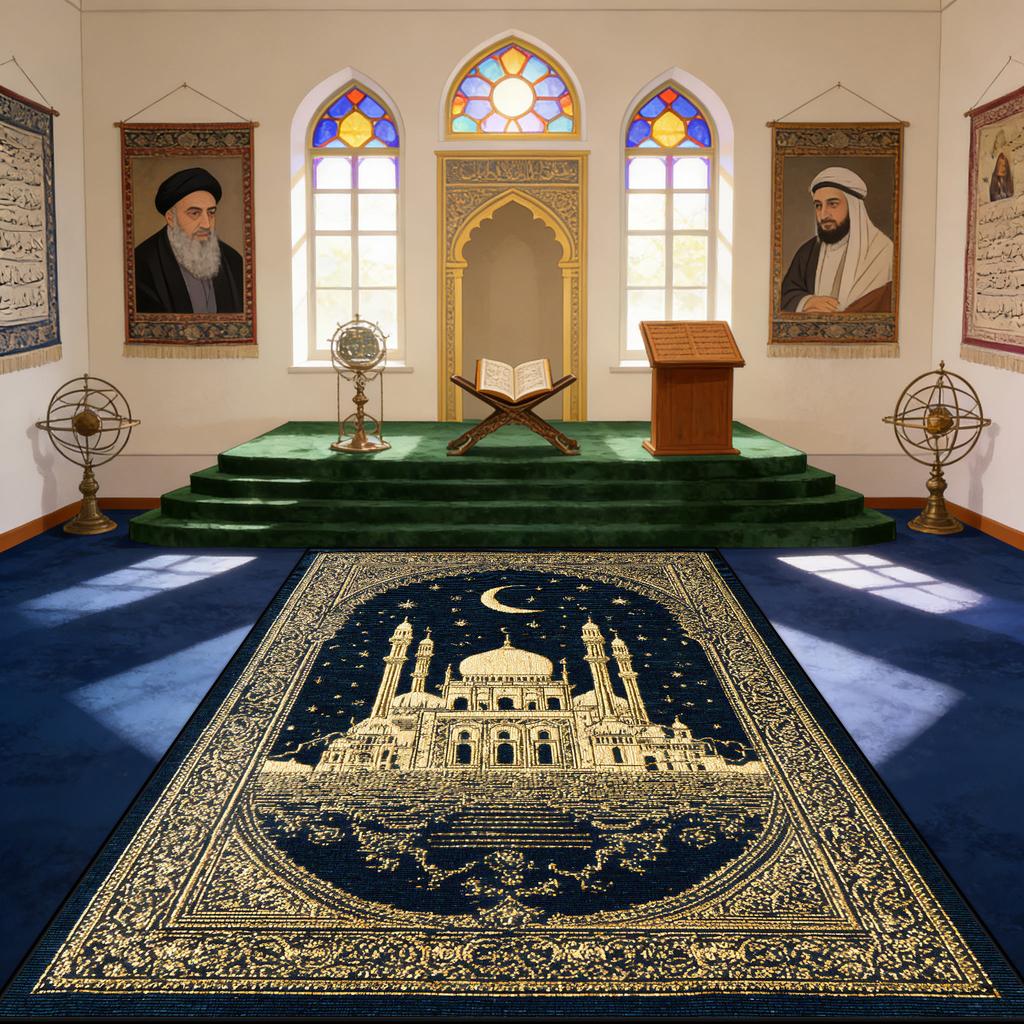 Non-slip Washable Area Floor Mats Islamic Religious Style Musalla Prayer Mat Decoration Temple Prayer Mat Fluffy Soft Ramadan
