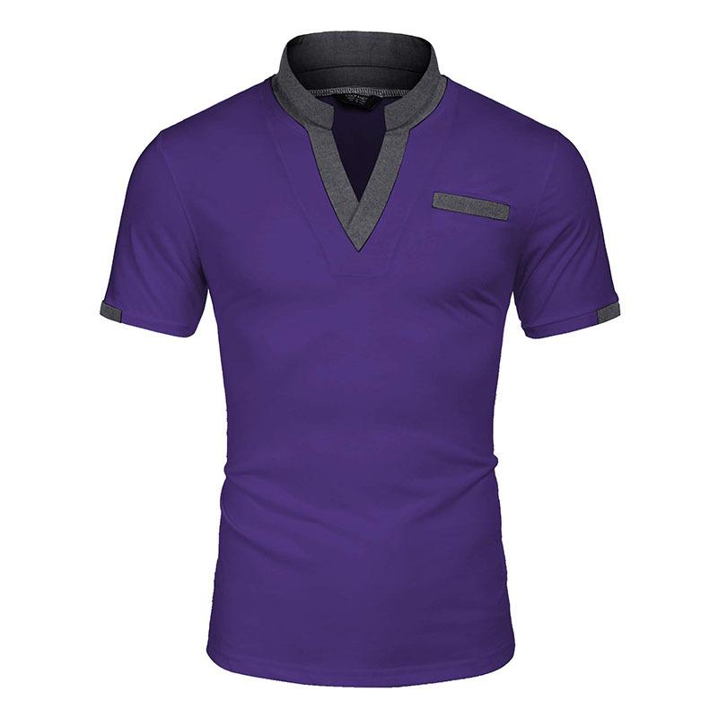 Spring and Summer New Solid Colour Polo Shirt Colour Blocking Men's Polo Shirt Multicolour T-shirt
