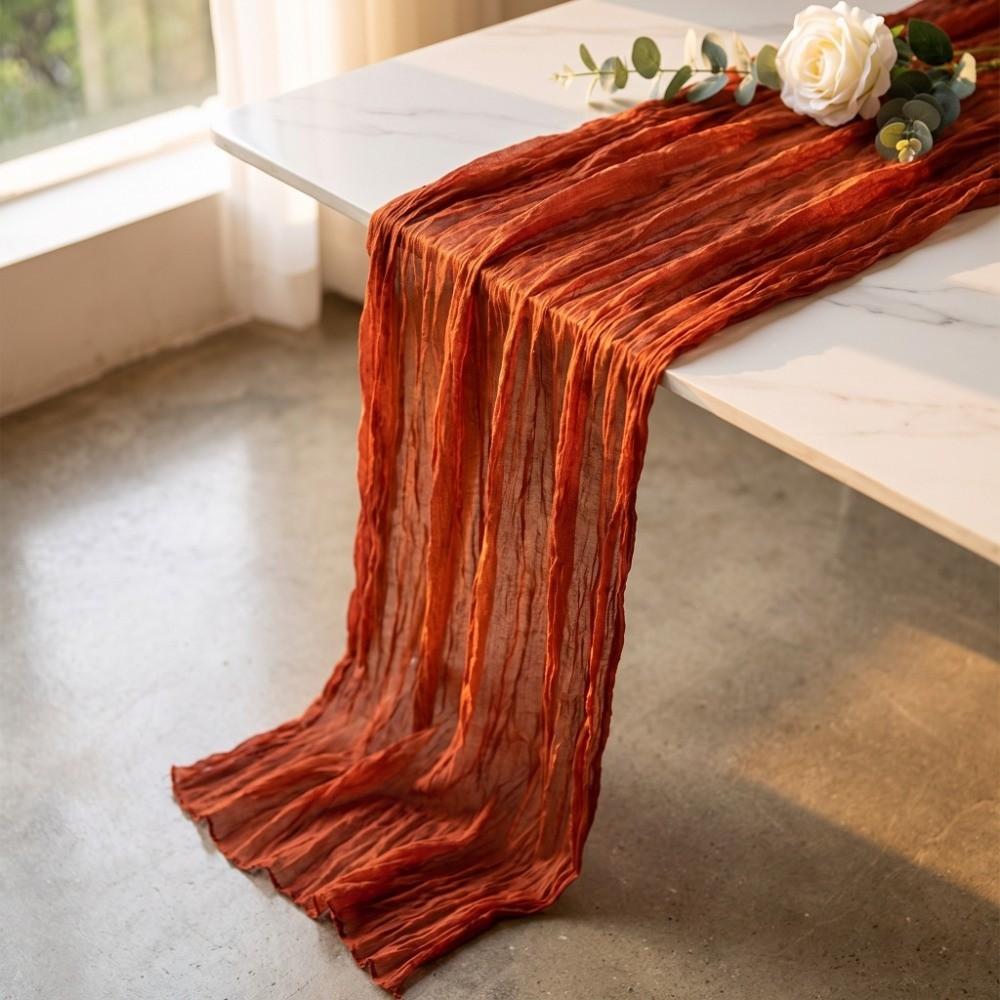Polyester Fiber Cheesecloth Table Runner 90x400cm Pleated Table Runner Coffee Table
