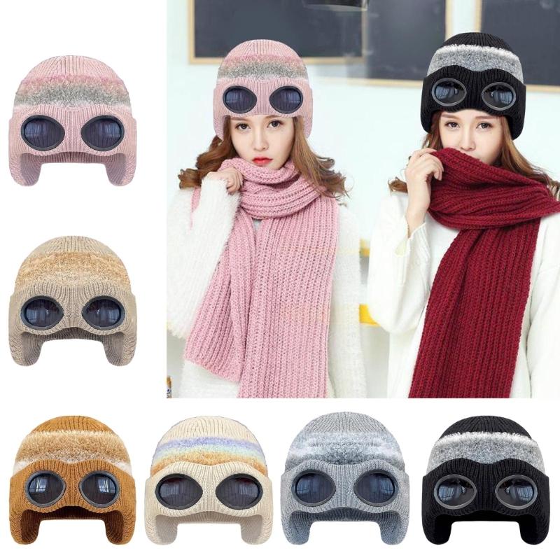 Pilot Sunglasses Knitted Hat Stylish Warm Soft Comfortable Hat Fashion Hat for Winter Warmth and Fashionable