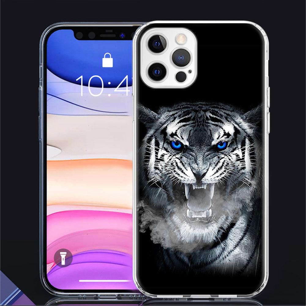 Tiger Tier Fall Für Apple iPhone 11 13 14 12 Pro 7 8 Plus XR X XS Max 6 6S 14Pro Klar Silikon Telefon Abdeckung Coque