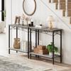 2 Tier Small Console Table Retro Sofa Table with Storage Behind Couch Table for for Living Room Entryway Hallway Foyer