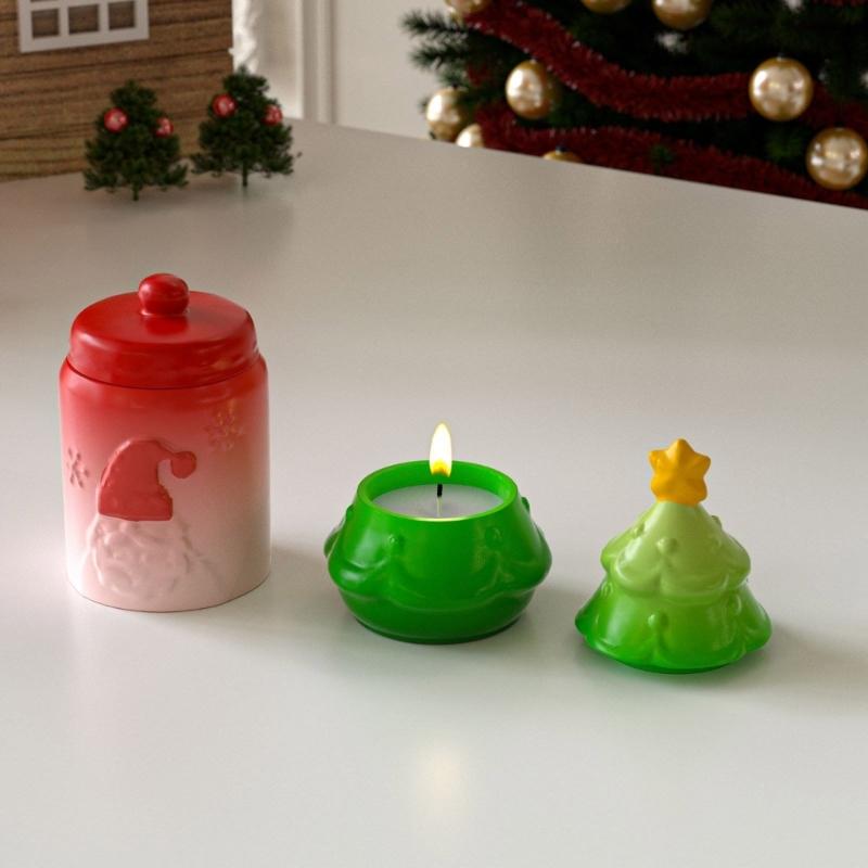 Festive Santa Design Silicone Christmas Tree Mold Crafting Resin Jewelry Box Plant Pot Storage Jar Holiday DIY Project Supplies