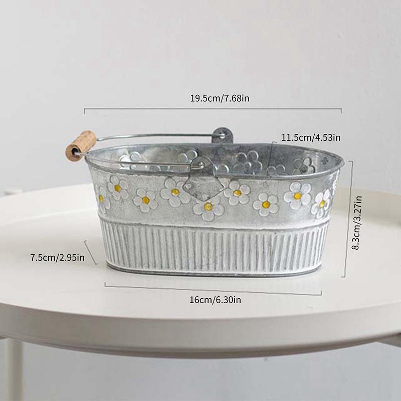 Vintage Embossed Iron Flower Pot Small Flowers Vase Watering Can Hanging Plant Balcony Bucket Home Garden Decorations Ornaments