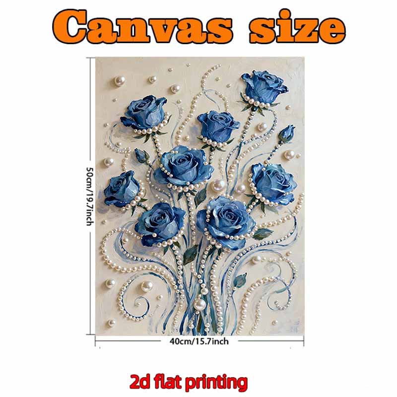 DIY Blue Rose Pearl Art Painting for Home Wall Decor Pearl Gem Paintings Picture Arts Craft  for Adults/Beginners Gift Idea Home Decor Without Frame