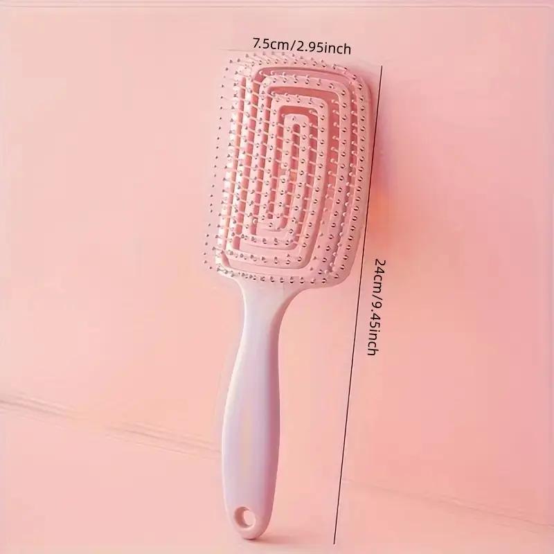 

Durable Cushion Flat Hair Brush, Puffy High Crown Design with Scalp Massaging & Cleaning Functions розовый