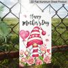 2D Flat, 1pc Gnome Mother's Day Metal Wall Art Sign "Happy Mother's Day" - 8*12 Inch Aluminium Rustic Home Decor, Porch Wall Art, Sweet Gift for Mom
