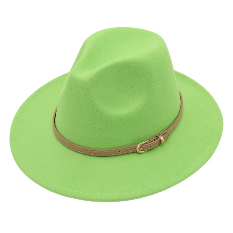 Fedora Spring And Summer Small Belt Felt Hat Percussion Performance Jazz Hat Woolen Top Hat Big Eaves Hat