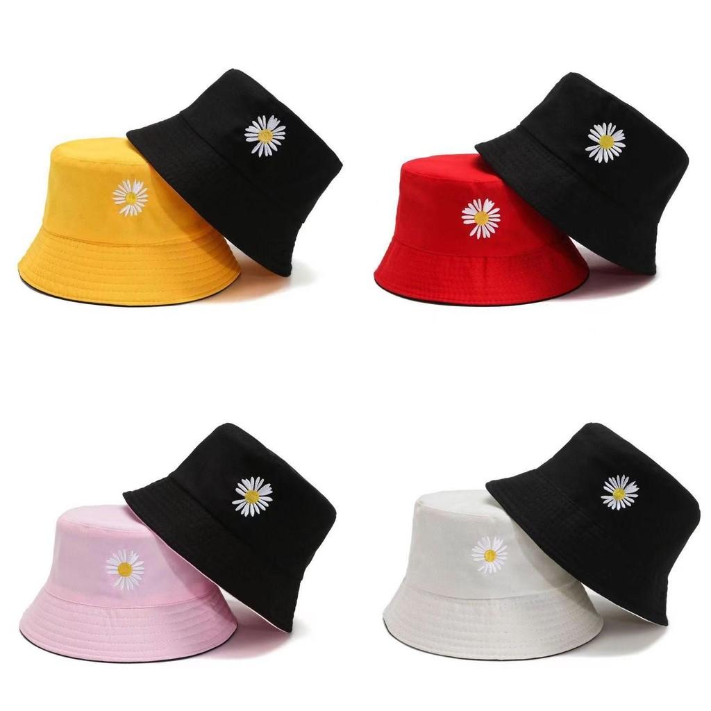 Doublesided Magritte Embroidery Bucket Cap Stylish Sun Protection Fisherman Hat