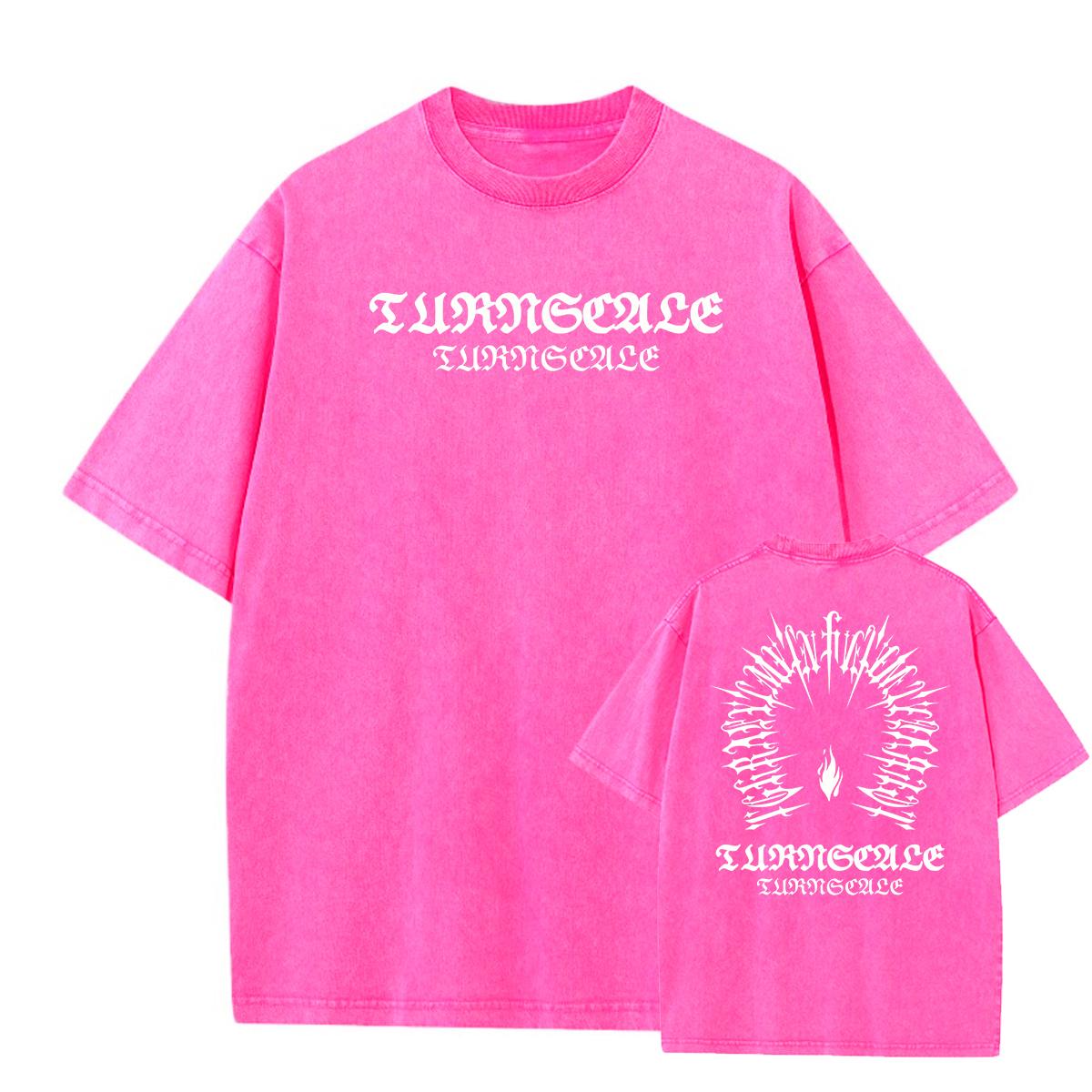 

Винтажная футболка из 100% хлопка, выстиранная кислотой, с короткими рукавами и принтом спереди и сзади, уличная одежда в стиле хип-хоп, футболки большого размера в стиле Харадзюку XXL розовый