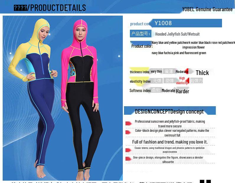 Damen Schnelltrocknender Langarm-Einteiler-Neoprenanzug für Sonnenschutz, Surfen, Tauchen, Schnorcheln und Quallenschutz.