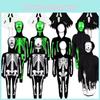 Skull Halloween Luminous Skeleton Child Cosplay Costume Jumpsuits Cloak Party