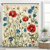 Vintage Botanischer Druck Blumiger Duschvorhang, Badezimmer Dekorativer Blumen Duschvorhang, Wasserdichter Duschvorhang Mit Haken