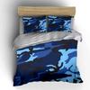 Blue Camouflage Three-Piece Set Bedding Set with 1 Duvet Cover 2 Pillowcases Single Double King Queen, Gift