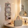 Portable Four-Fold Stripe Wash Bag Wet And Dry Separation Cosmetic Storage Bag Travel Toiletries Cosmetic Bag Polyester Material