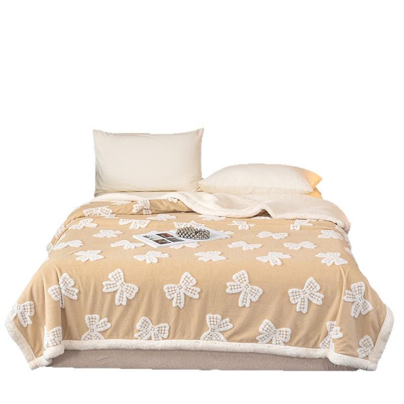 LISM Jacquard Bowknot Double-Layer Fleece Blanket