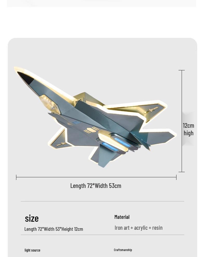Children's J-35 Fighter Model Ceiling Light - Eye-Protection, Creative Airplane Design for Boys' Bedrooms