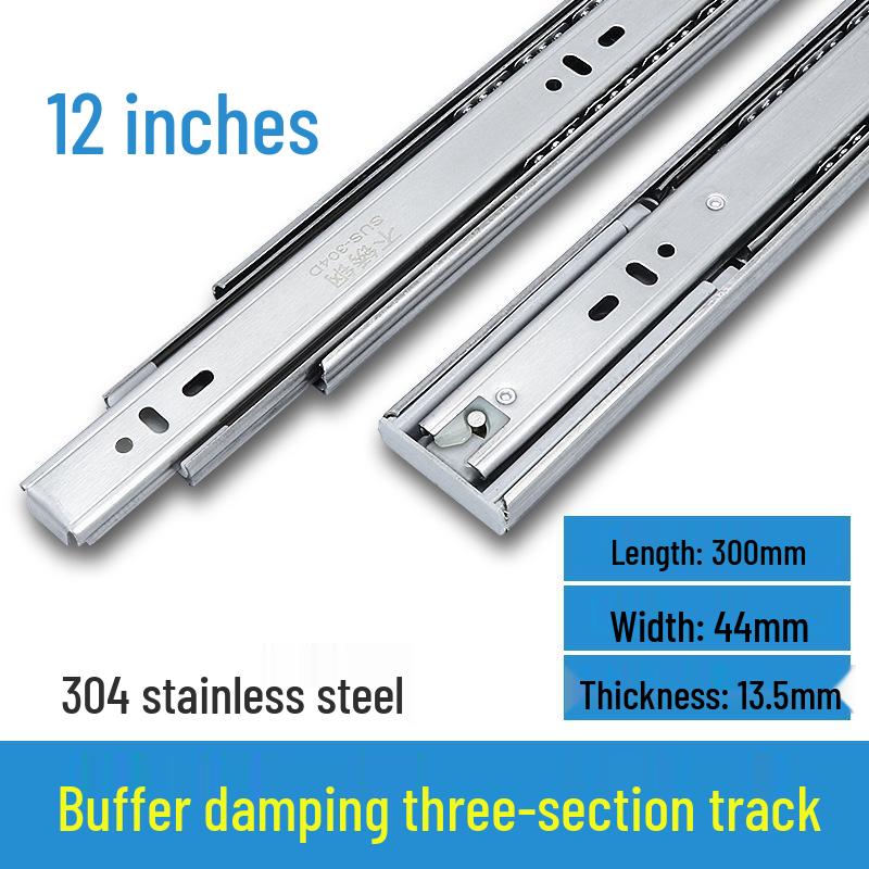 Soft-Close 304 Stainless Steel Drawer Slides - Hydraulic Silent Runners, Heavy-Duty Guide Rails