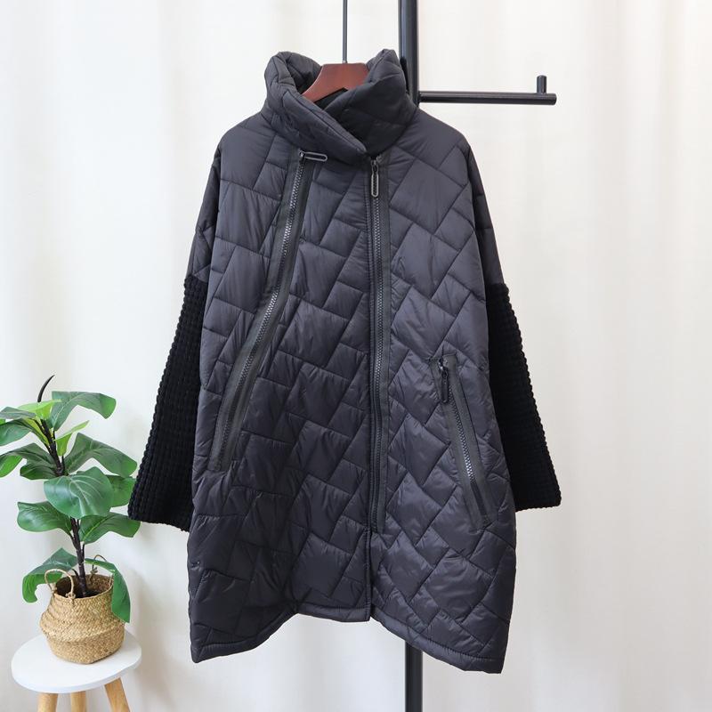 

Осень и зима новинка утолщенная средней длины хлопковая одежда в стиле пэчворк вязаный кардиган женский свободный повседневный универсальный свитер куртка one size fits all чёрный