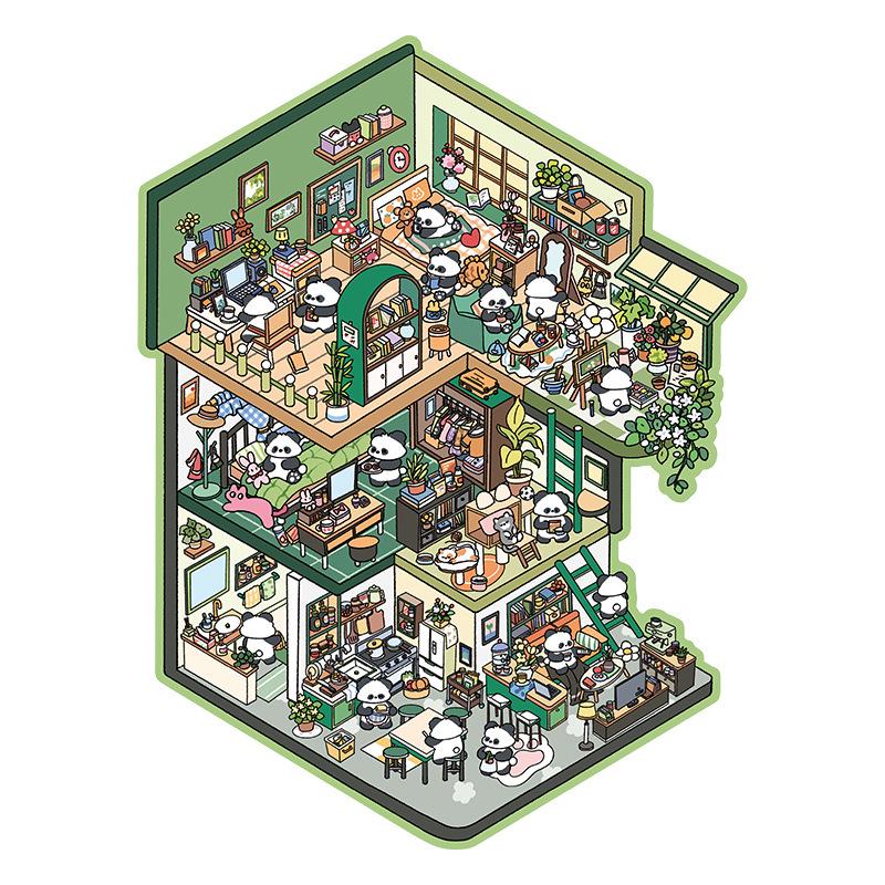 3D Kabin Peyzaj Çıkartmaları: Büyük Kendin Yap Kore Minyatür Sahnesi, Sevimli Saklama Dekorasyonu.