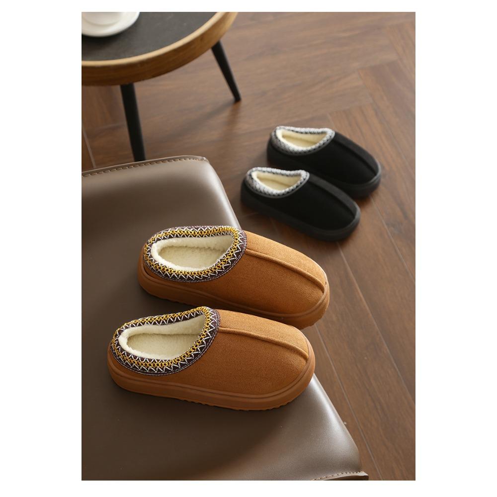 Home Closed Heel Warm Thickened Cotton Shoes Autumn Winter Cotton Slippers Men Couple Indoor Fuzzy Cotton Shoes Women