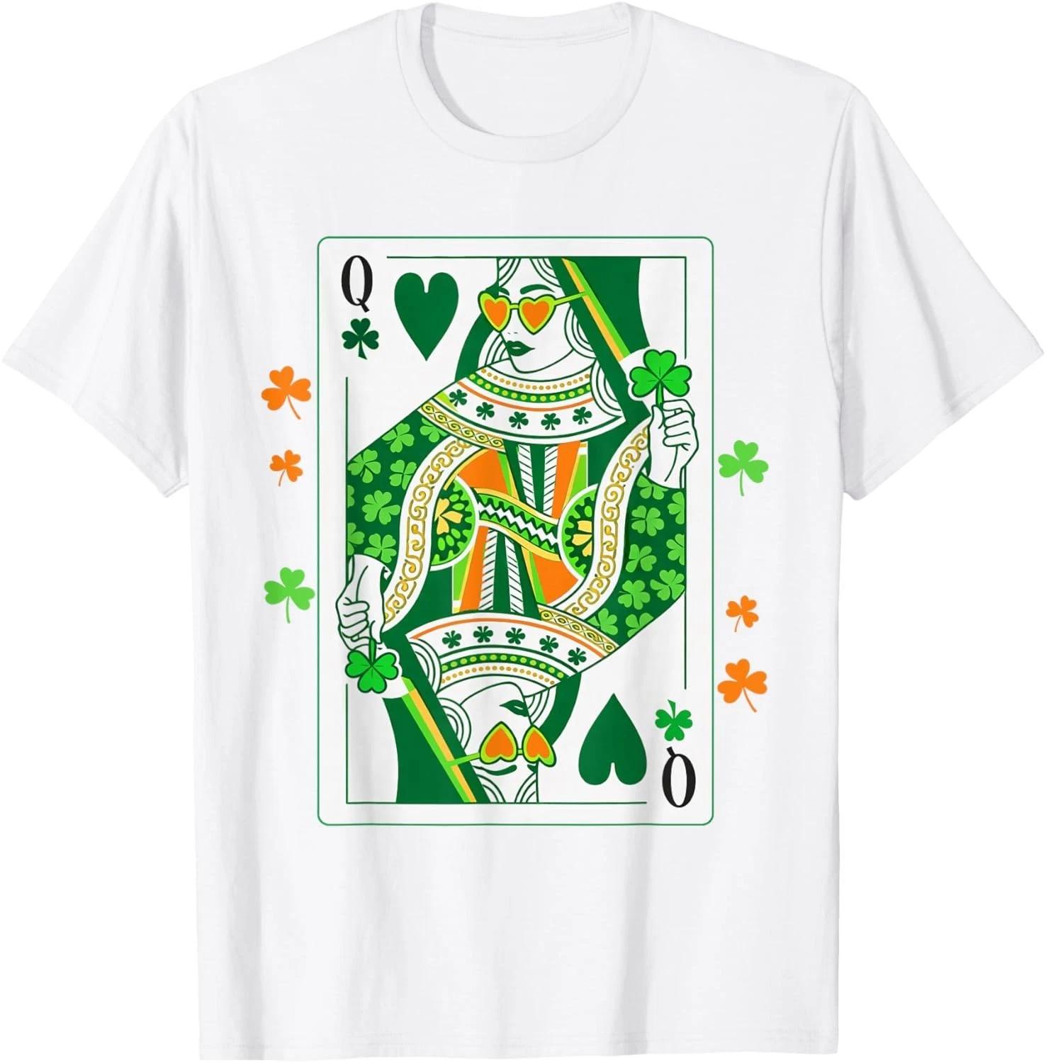 Irish Queen of Hearts Saint Patrick s Day Playing Card Women unisex T-Shirt 3XL