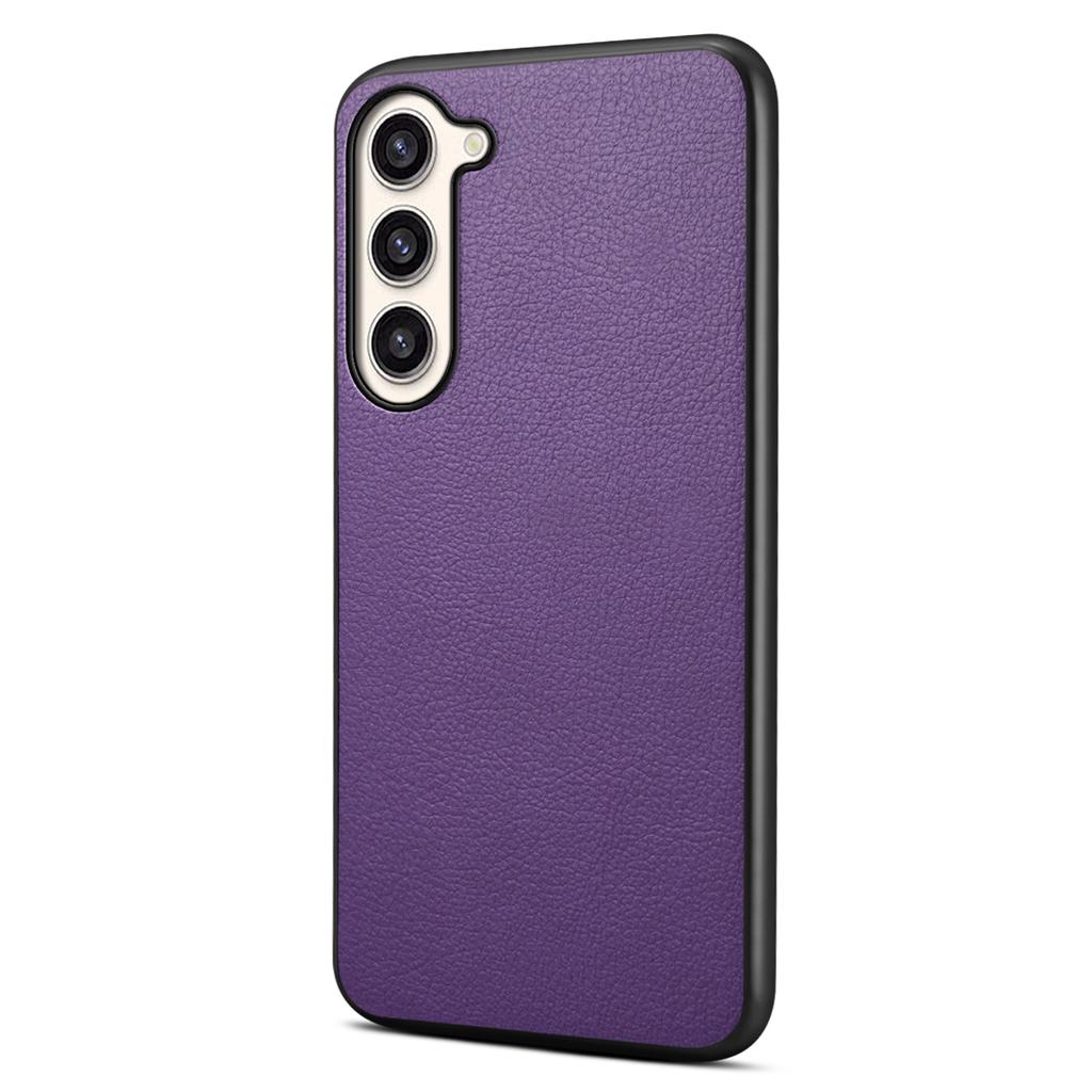 For Samsung Galaxy S23+ Slim Case Calf Texture PU+PC+TPU Phone Cover