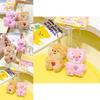 Charming Jinnew Cream Bear Plush Keychain Brown And Pink Cartoon Style Key Accessory