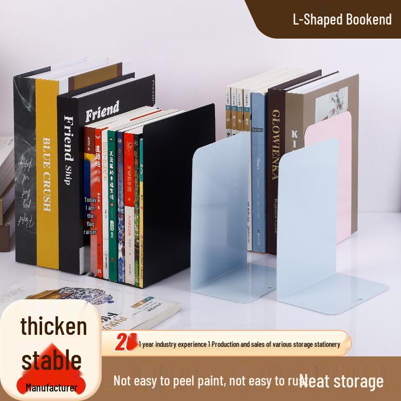 

Large L-Shaped Thickened Metal Bookend for Organizing Books and Files