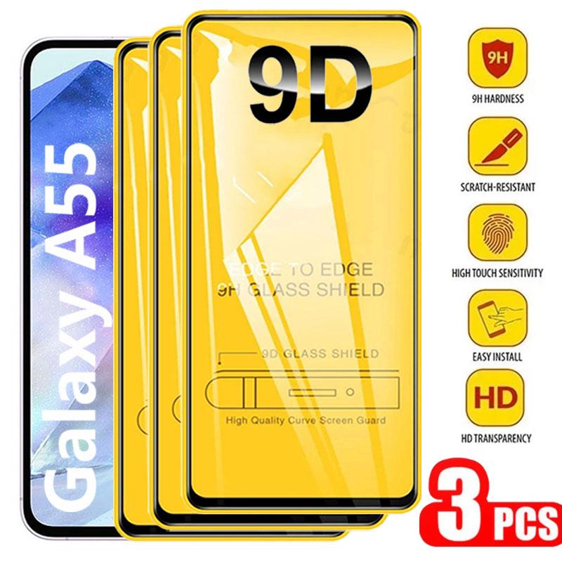 3 pçs 9d vidro temperado para samsung galaxy a55 a56 5g a36 a26 a16 a35 a54 a15 a25 a34 a24 a14 a53 a33 a52 a13 9h protetor de tela