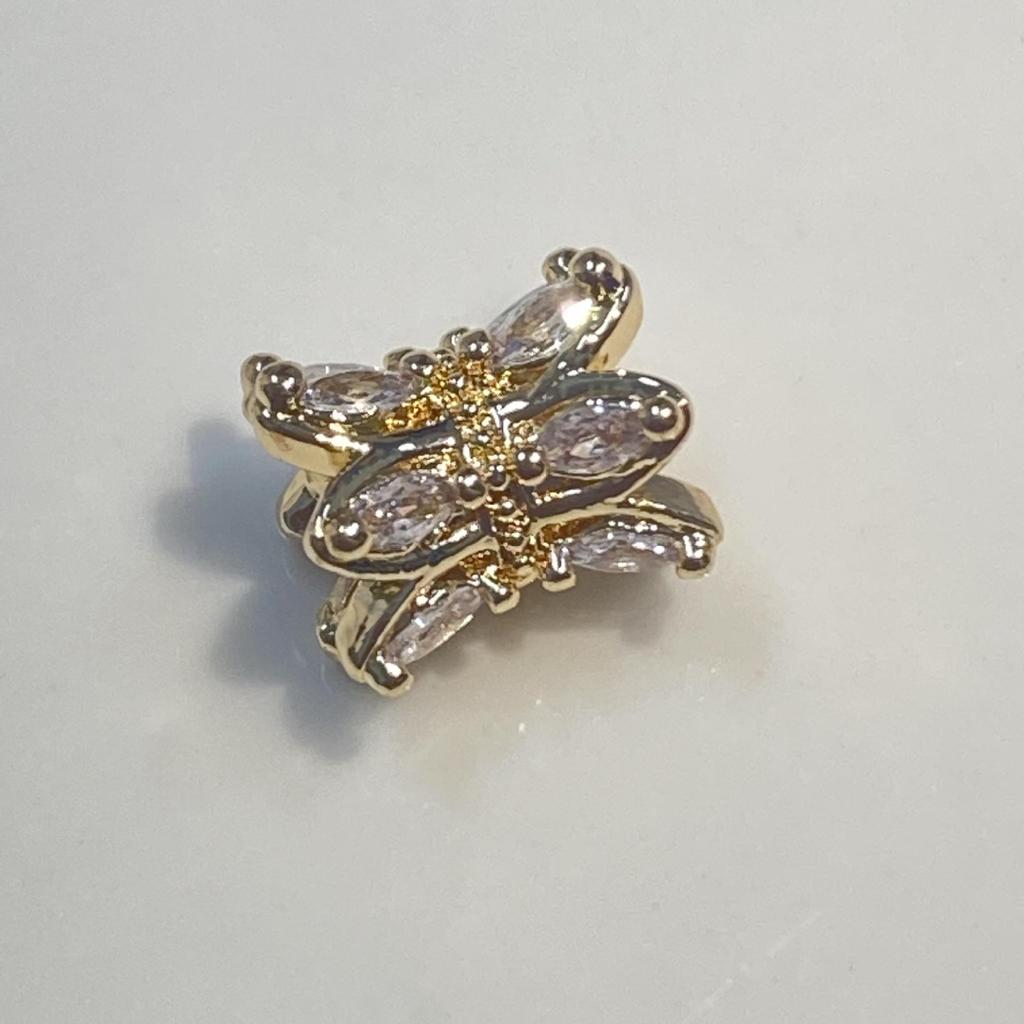 14K Gold Plated Zirconia Spacer Beads Flower Base DIY Bracelet & Phone Lanyard Accessories