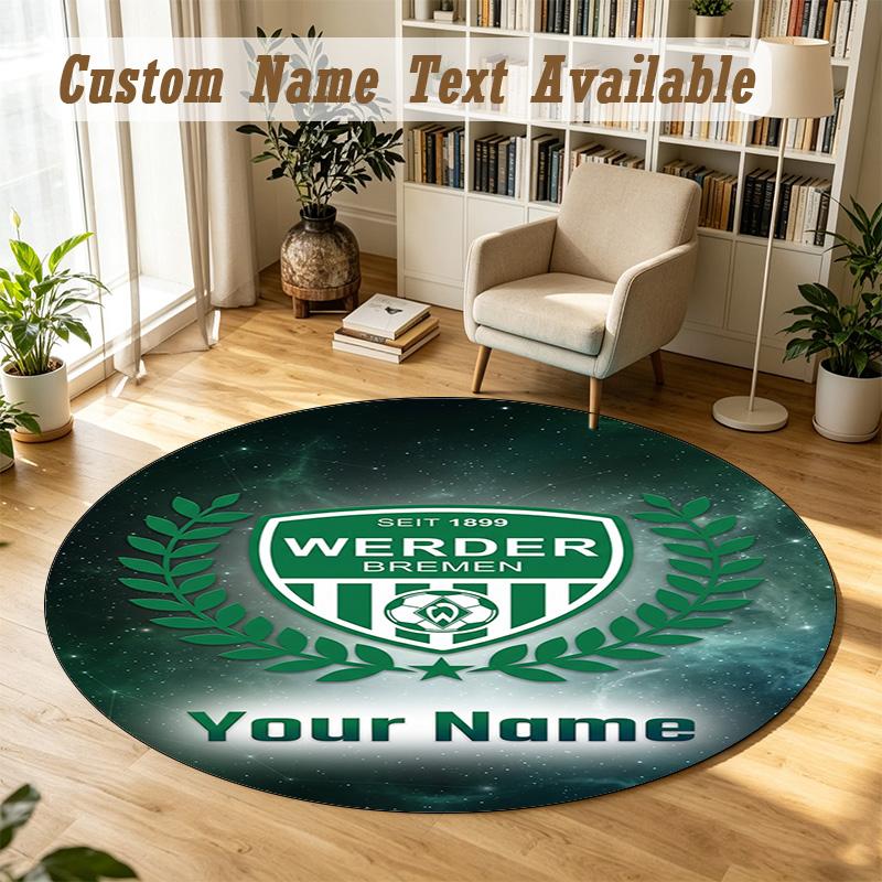Round Rug Custom NameWerder Bremen FC Pattern Non Slip Carpet Home Floor Decor