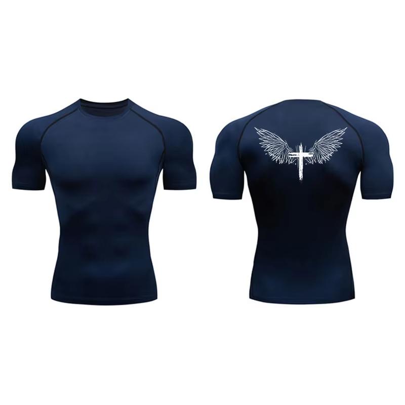 Compressie T-shirts voor Mannen Korte Mouw Sportschool Workout Fitness Onderhemden Sneldrogend Atletisch T-shirt Top 10095
