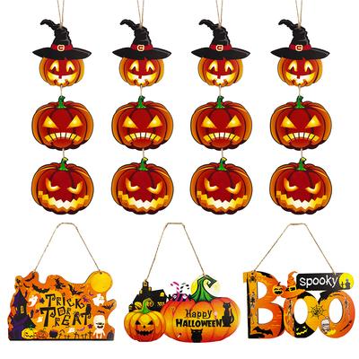 Halloween Holz Hängende Ornamente Kürbis Boo Trick or Treat Geister Tür Anhänger Holz Diy Favors Halloween Party Dekoration 2024