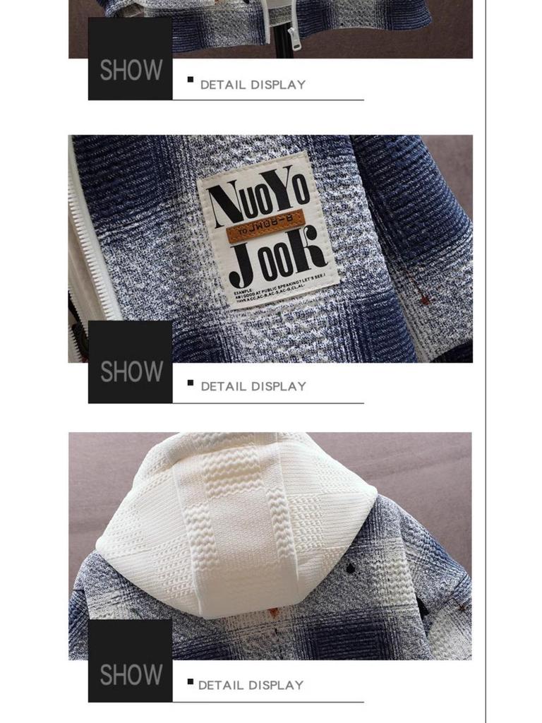 Men's Hooded Plaid Jacket - Spring/Fall/Winter Cotton Outerwear for Teens and Students