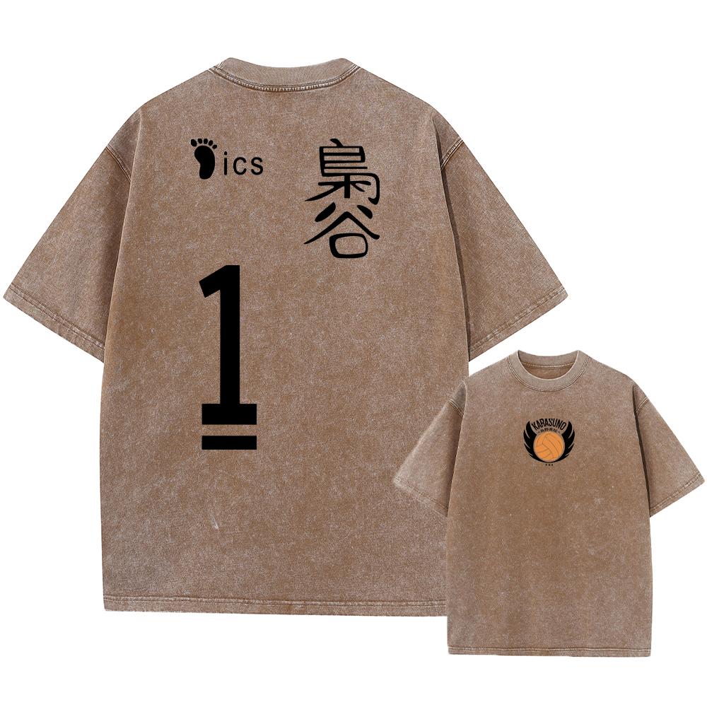 Anime Haikyuu!! Volleyball Hinata Shoyo Graphic Washed T Shirt Men Women Manga Tshirts Casual Loose T-shirt Harajuku Cotton Tops