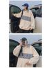 Retro Color Block Waffle Sweatshirt: Men's Half-Zip Polo Jacket for Spring and Autumn.