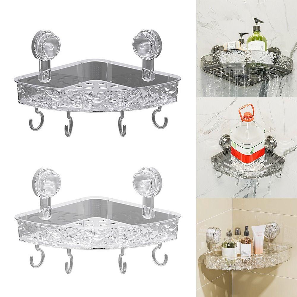 No Drill Bathroom Shelves Suction Cups Toilet Washbasin Corner Storage Rack Bathroom Accessories